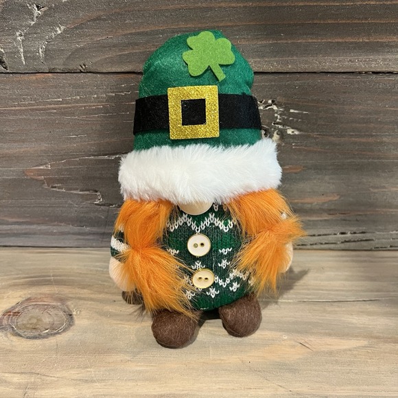 Other - Vikakiooze Irish Santa Gnome Plush Shamrock Hat Knit Sweater 8"